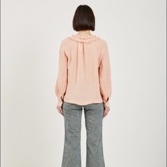 Gorgeous linen Masscob Morant top in peach, large - Picture 7 of 10